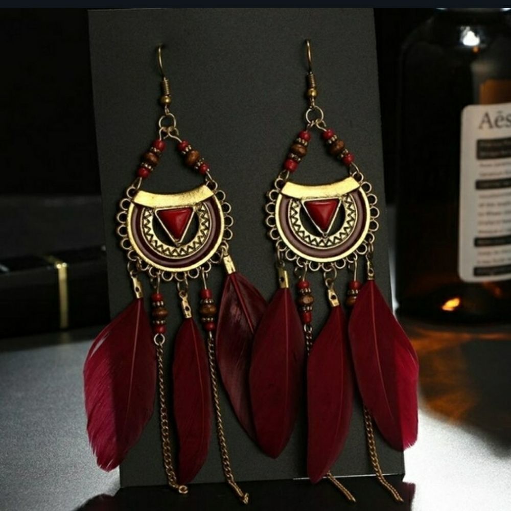 🌼Boho dangle feathers 